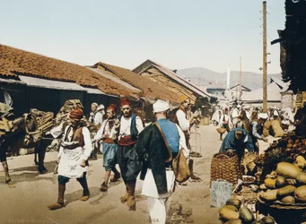 Der alte Marktplatz, Sarajevo während des österreichisch-ungarischen Reiches, ca. 1900-10